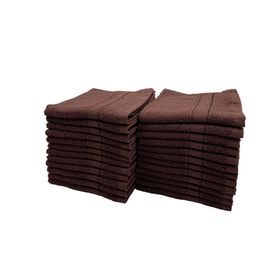 Daffodil Face Towel Brown Stripe Diamond Dobby (30 x 30 Cm) 100% Cotton - (Set of 2) 500 Gsm