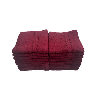 Daffodil Face Towel Burgundy Stripe Diamond Dobby (30 x 30 Cm) 100% Cotton - (Set of 2) 500 Gsm