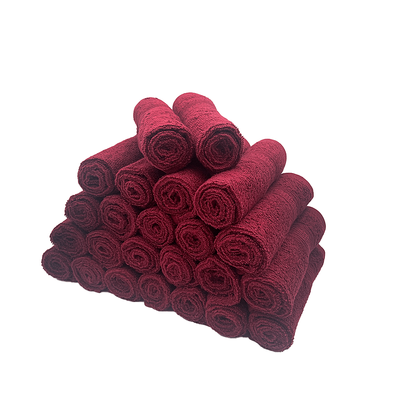 Daffodil Face Towel Burgundy Stripe Diamond Dobby (30 x 30 Cm) 100% Cotton - (Set of 2) 500 Gsm