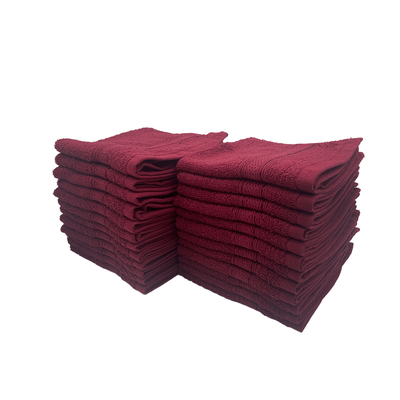 Daffodil Face Towel Burgundy Stripe Diamond Dobby (30 x 30 Cm) 100% Cotton - (Set of 2) 500 Gsm