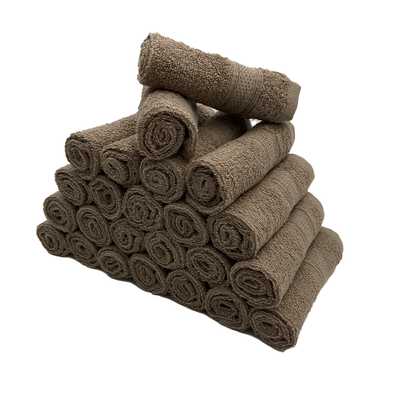 Daffodil Face Towel Dark Beige Stripe Diamond Dobby (30 x 30 Cm) 100% Cotton - (Set of 2) 500 Gsm