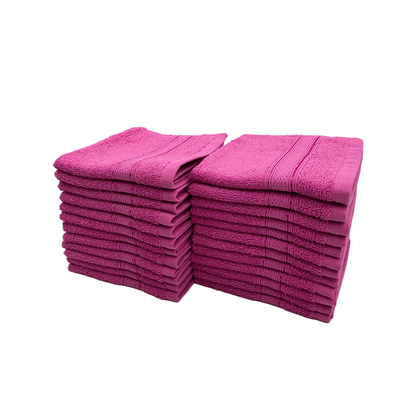 Daffodil Face Towel Fuchsia Pink Stripe Diamond Dobby (30 x 30 Cm) 100% Cotton - (Set of 2) 500 Gsm