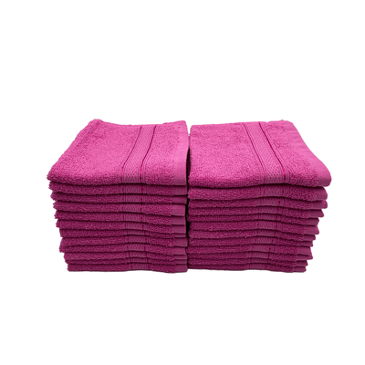 Daffodil Face Towel Fuchsia Pink Stripe Diamond Dobby (30 x 30 Cm) 100% Cotton - (Set of 2) 500 Gsm