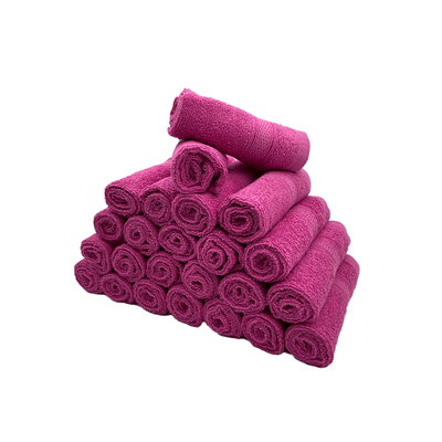 Daffodil Face Towel Fuchsia Pink Stripe Diamond Dobby (30 x 30 Cm) 100% Cotton - (Set of 2) 500 Gsm