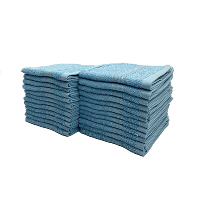 Daffodil Face Towel Light Blue Stripe Diamond Dobby (30 x 30 Cm) 100% Cotton - (Set of 2) 500 Gsm