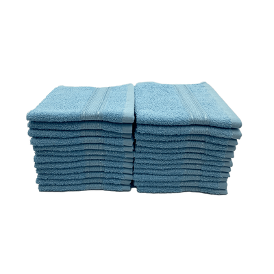 Daffodil Face Towel Light Blue Stripe Diamond Dobby (30 x 30 Cm) 100% Cotton - (Set of 2) 500 Gsm