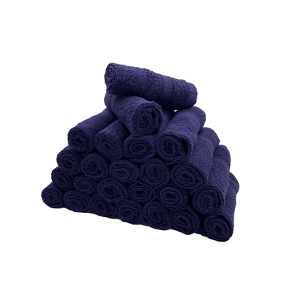 Daffodil Face Towel Navy Blue Stripe Diamond Dobby (30 x 30 Cm) 100% Cotton - (Set of 2) 500 Gsm