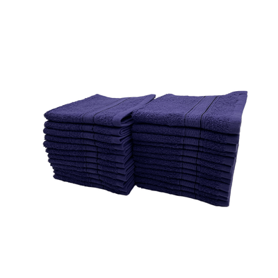 Daffodil Face Towel Navy Blue Stripe Diamond Dobby (30 x 30 Cm) 100% Cotton - (Set of 2) 500 Gsm