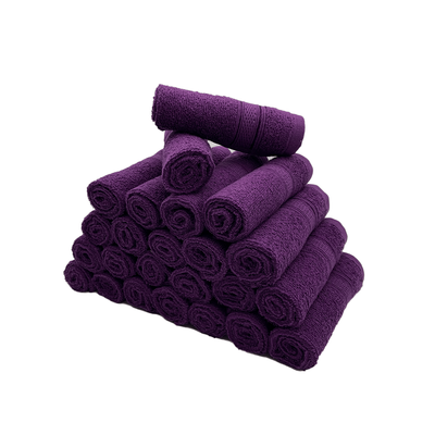 Daffodil Face Towel Purple Stripe Diamond Dobby (30 x 30 Cm) 100% Cotton - (Set of 2) 500 Gsm