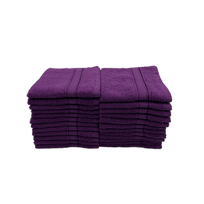 Daffodil Face Towel Purple Stripe Diamond Dobby (30 x 30 Cm) 100% Cotton - (Set of 2) 500 Gsm