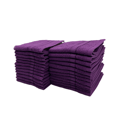 Daffodil Face Towel Purple Stripe Diamond Dobby (30 x 30 Cm) 100% Cotton - (Set of 2) 500 Gsm