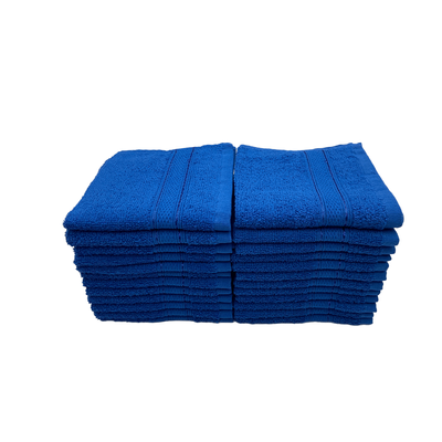 منشفة وجه    دافوديل دوبي مخططة باللون الأزرق الملكي (30 × 30 سم) قطن 100% - (مجموعة من قطعتين) 500 جرام لكل متر مربع