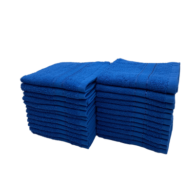 Daffodil Face Towel Royal Blue Stripe Diamond Dobby (30 x 30 Cm) 100% Cotton - (Set of 2) 500 Gsm