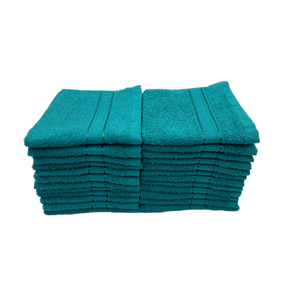 Daffodil Face Towel Turquoise Blue Stripe Diamond Dobby (30 x 30 Cm) 100% Cotton - (Set of 2) 500 Gsm