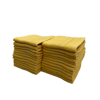 Daffodil Face Towel Yellow Stripe Diamond Dobby (30 x 30 Cm) 100% Cotton - (Set of 2) 500 Gsm