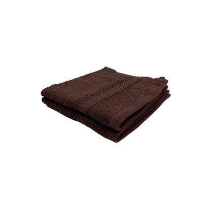 Daffodil Face Towel Brown Stripe Diamond Dobby (30 x 30 Cm) 100% Cotton - (Set of 2) 500 Gsm