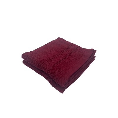 Daffodil Face Towel Burgundy Stripe Diamond Dobby (30 x 30 Cm) 100% Cotton - (Set of 2) 500 Gsm