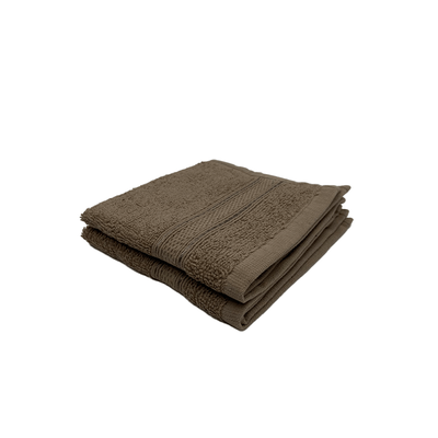 Daffodil Face Towel Dark Beige Stripe Diamond Dobby (30 x 30 Cm) 100% Cotton - (Set of 2) 500 Gsm