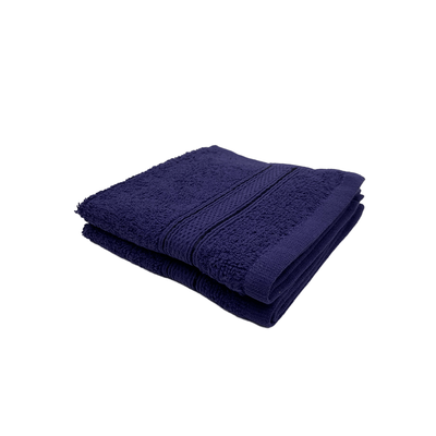 Daffodil Face Towel Navy Blue Stripe Diamond Dobby (30 x 30 Cm) 100% Cotton - (Set of 2) 500 Gsm