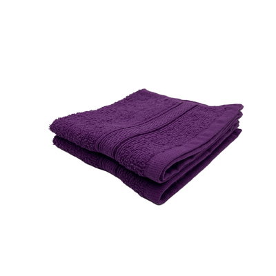 Daffodil Face Towel Purple Stripe Diamond Dobby (30 x 30 Cm) 100% Cotton - (Set of 2) 500 Gsm