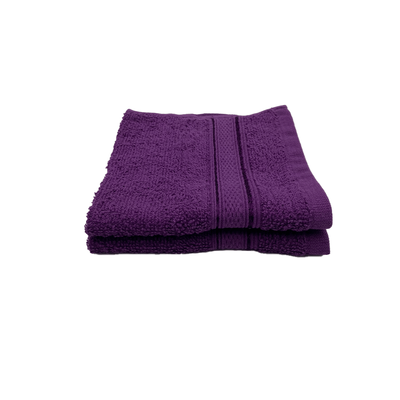 Daffodil Face Towel Purple Stripe Diamond Dobby (30 x 30 Cm) 100% Cotton - (Set of 2) 500 Gsm