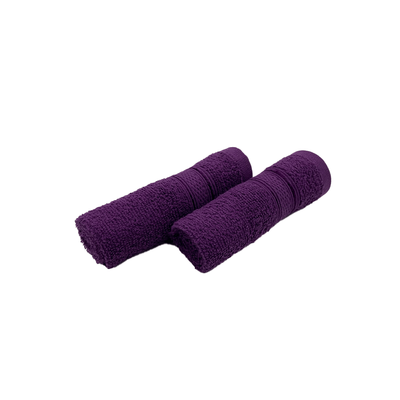 Daffodil Face Towel Purple Stripe Diamond Dobby (30 x 30 Cm) 100% Cotton - (Set of 2) 500 Gsm