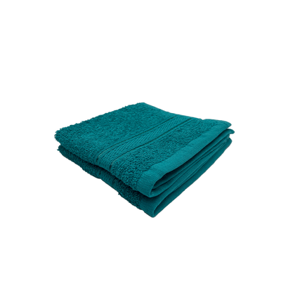 Daffodil Face Towel Turquoise Blue Stripe Diamond Dobby (30 x 30 Cm) 100% Cotton - (Set of 2) 500 Gsm