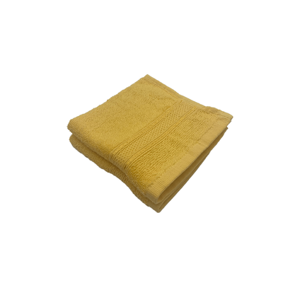 Daffodil Face Towel Yellow Stripe Diamond Dobby (30 x 30 Cm) 100% Cotton - (Set of 2) 500 Gsm