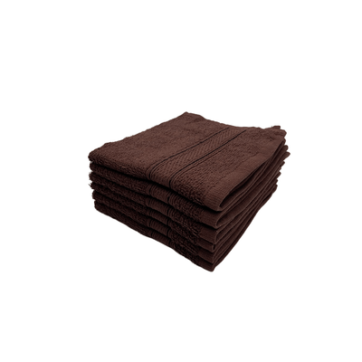 Daffodil Face Towel Brown Stripe Diamond Dobby (30 x 30 Cm) 100% Cotton - (Set of 6) 500 Gsm