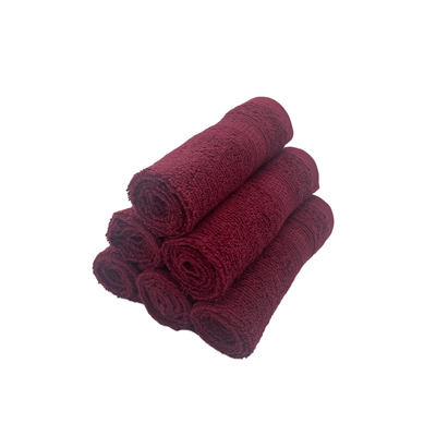 Daffodil Face Towel Burgundy Stripe Diamond Dobby (30 x 30 Cm) 100% Cotton - (Set of 6) 500 Gsm