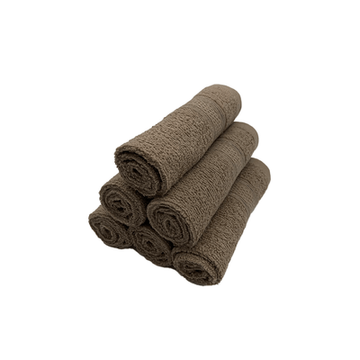 Daffodil Face Towel Dark Beige Stripe Diamond Dobby (30 x 30 Cm) 100% Cotton - (Set of 6) 500 Gsm