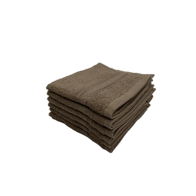 Daffodil Face Towel Dark Beige Stripe Diamond Dobby (30 x 30 Cm) 100% Cotton - (Set of 6) 500 Gsm