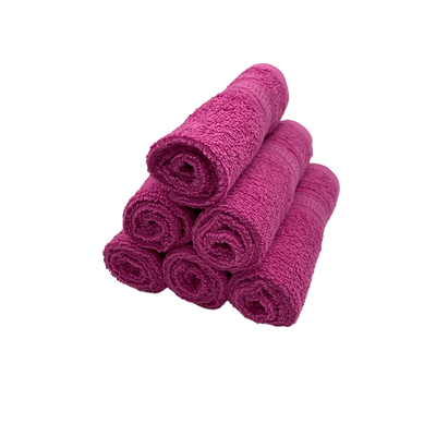 Daffodil Face Towel Fuchsia Pink Stripe Diamond Dobby (30 x 30 Cm) 100% Cotton - (Set of 6) 500 Gsm