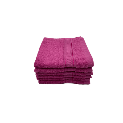 Daffodil Face Towel Fuchsia Pink Stripe Diamond Dobby (30 x 30 Cm) 100% Cotton - (Set of 6) 500 Gsm