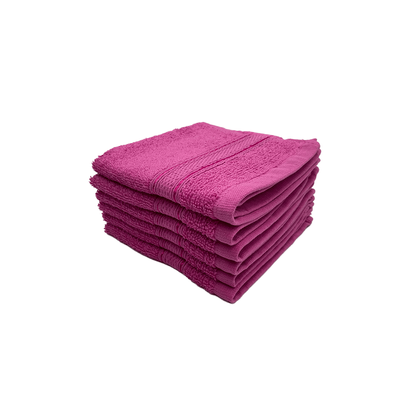 Daffodil Face Towel Fuchsia Pink Stripe Diamond Dobby (30 x 30 Cm) 100% Cotton - (Set of 6) 500 Gsm