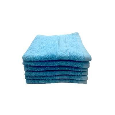 Daffodil Face Towel Light Blue Stripe Diamond Dobby (30 x 30 Cm) 100% Cotton - (Set of 6) 500 Gsm