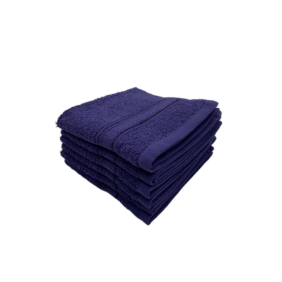 Daffodil Face Towel Navy Blue Stripe Diamond Dobby (30 x 30 Cm) 100% Cotton - (Set of 6) 500 Gsm