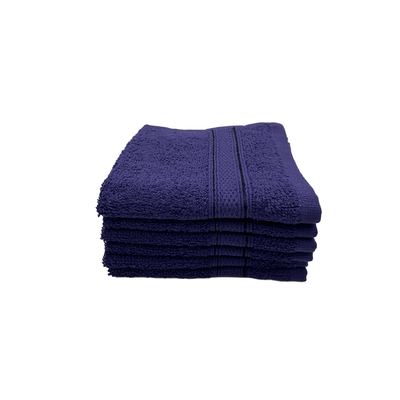 Daffodil Face Towel Navy Blue Stripe Diamond Dobby (30 x 30 Cm) 100% Cotton - (Set of 6) 500 Gsm