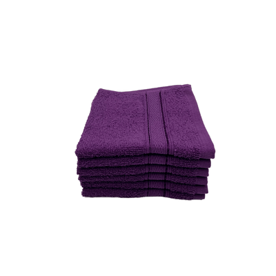 Daffodil Face Towel Purple Stripe Diamond Dobby (30 x 30 Cm) 100% Cotton - (Set of 6) 500 Gsm