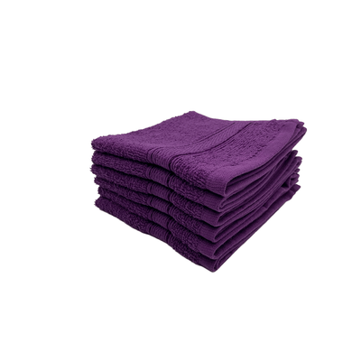 Daffodil Face Towel Purple Stripe Diamond Dobby (30 x 30 Cm) 100% Cotton - (Set of 6) 500 Gsm