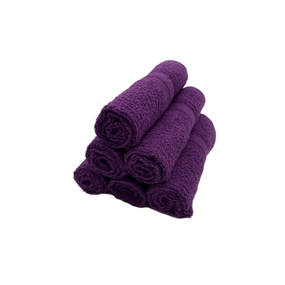 Daffodil Face Towel Purple Stripe Diamond Dobby (30 x 30 Cm) 100% Cotton - (Set of 6) 500 Gsm