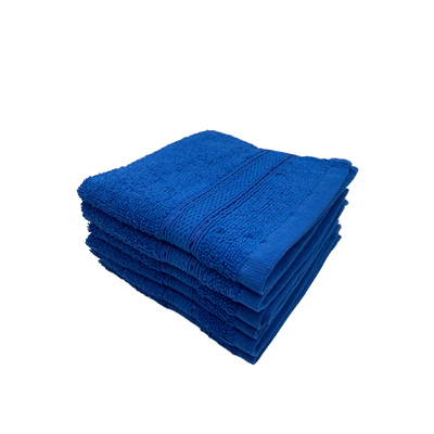 Daffodil Face Towel Royal Blue Stripe Diamond Dobby (30 x 30 Cm) 100% Cotton - (Set of 6) 500 Gsm