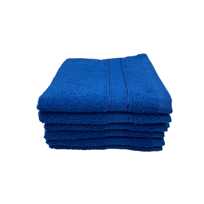 Daffodil Face Towel Royal Blue Stripe Diamond Dobby (30 x 30 Cm) 100% Cotton - (Set of 6) 500 Gsm