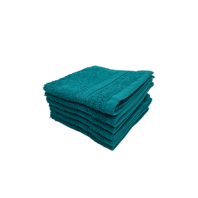 Daffodil Face Towel Turquoise Blue Stripe Diamond Dobby (30 x 30 Cm) 100% Cotton - (Set of 6) 500 Gsm