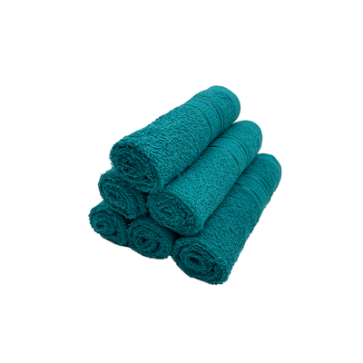 Daffodil Face Towel Turquoise Blue Stripe Diamond Dobby (30 x 30 Cm) 100% Cotton - (Set of 6) 500 Gsm