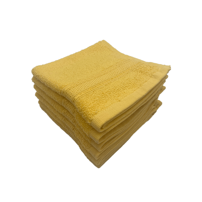 Daffodil Face Towel Yellow Stripe Diamond Dobby (30 x 30 Cm) 100% Cotton - (Set of 6) 500 Gsm