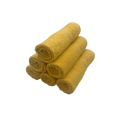 Daffodil Face Towel Yellow Stripe Diamond Dobby (30 x 30 Cm) 100% Cotton - (Set of 6) 500 Gsm