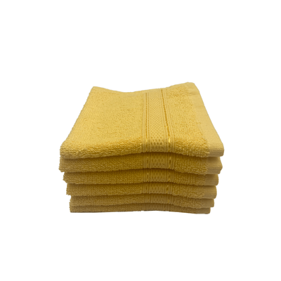 Daffodil Face Towel Yellow Stripe Diamond Dobby (30 x 30 Cm) 100% Cotton - (Set of 6) 500 Gsm