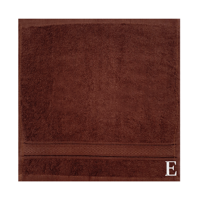 منشفة الوجه المليئة بالألوان (براون) مونوجرام (30 × 30 سم - مجموعة من 6) بنسبة 100 ٪ من القطن ، والامتصاص الجاف والسيء الجاف ، وعالي الجودة - 500 جي إس إم أبيض رسالة "E"