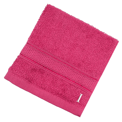 Daffodil (Fuchsia Pink) Monogrammed Face Towel (30 x 30 Cm - Set of 6) 100% Cotton, Absorbent and Quick dry, High Quality Bath Linen- 500 Gsm White Thread Letter "I"